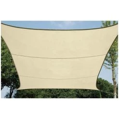 PEREL Voile Solaire Perméable - Carré - 3.6 X 3.6 M - Couleur : Champagne