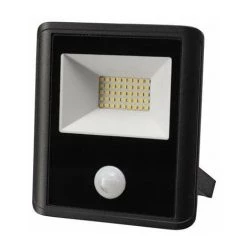 PEREL Projecteur Led D'extérieur - 30 W, Blanc Neutre - Noir - Capteur Pir