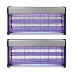 Pack PEREL 2x Destructeurs D'insectes Electrique 40W Anti-Moustique 230V 150m2 - Gris