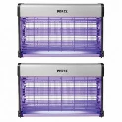 Pack PEREL 2x Destructeurs D'insectes Electrique 30W Anti-Moustique 230V 100m2 - Gris