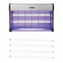 Pack PEREL Destructeurs D'insectes Electrique 30W Anti-Moustique + 4 Tubes - Gris