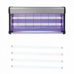 Pack PEREL Destructeurs D'insectes Electrique 40W Anti-Moustique + 4 Tubes - Gris