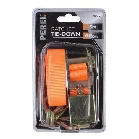PEREL SANGLE D'ARRIMAGE AVEC TENDEUR A CLIQUET CROCHETS - MAX. 500 Kg - 1.5 M X 25 Mm ARAT2 RI8810 2 PEREL SANGLE D'ARRIMAGE AVEC TENDEUR A CLIQUET CROCHETS - MAX. 500 Kg - 1.5 M X 25 Mm ARAT2 RI8810 – Image 2