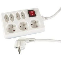 PEREL BLOC MULTIPRISE. 3 X SCHUKO 4 X EURO - AVEC INTERRUPTEUR EB34S RI9455