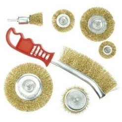 PEREL SET DE 7 BROSSES METALLIQUES FILS ACIER PWBSET RI7593