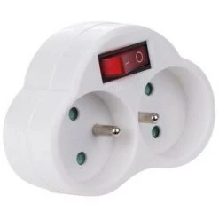 PEREL PRISE INTERMÉDIAIRE AVEC INTERRUPTEUR ON/OFF - 2 PRISES - TERRE FRANÇAISE RI9453