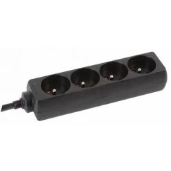 PEREL Bloc Multiprises 4 Prises Avec Gaine Rétractile - 3g1 5 - 5 M - Terre Française