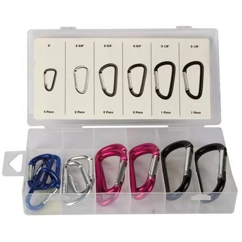 PEREL ASSORTIMENT DE MOUSQUETONS EN ALUMINIUM - 12 Pcs HAS09 RI7585 1 PEREL ASSORTIMENT DE MOUSQUETONS EN ALUMINIUM - 12 Pcs HAS09 RI7585