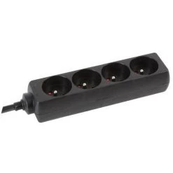 PEREL Bloc Multiprises 4 Prises Avec Gaine Rétractile - 3G2.5 - 1.5 M