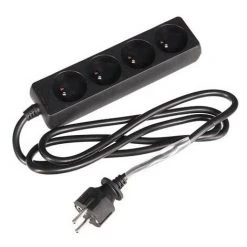 PEREL Bloc Multiprises 4 Prises Avec Gaine Rétractile - 3G1.5 - 1.5 M - Terre Française