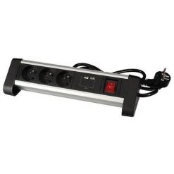 PEREL Multiprise De Table - 3 Prises - 2 Ports Usb - 2.4 A - Terre Française