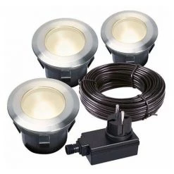 PEREL Garden Lights - Larch Set - Spot à Encastrer - 12 V - 30 Lm - 1 W - 3000 K