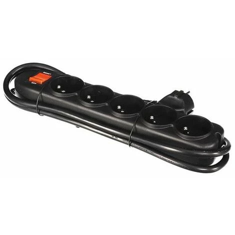 PEREL Multiprise à_ 5 Prises Avec Interrupteur & Protection Contre Les Surcharges - Noir 1 PEREL Multiprise à_ 5 Prises Avec Interrupteur & Protection Contre Les Surcharges - Noir