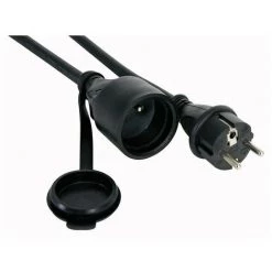 PEREL Rallonge En Caoutchouc Avec Gaine Rétractile - 3G1.5 - 1.5 M - Terre Française