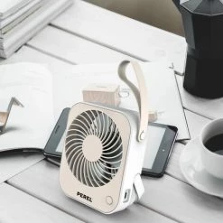 Ventilateur Portable à USB Crème Et Blanc Perel - Multicolore -PEREL Soldes 29028171 4