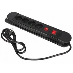 PEREL Bloc Multiprise- 4 Prises - Avec Protection Contre Les Surcharges - Schuko