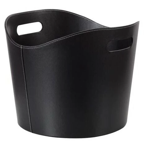 PEREL Panier À Bûches Aspect Cuir Noir 31x Ø 39 Cm 1 PEREL Panier À Bûches Aspect Cuir Noir 31x Ø 39 Cm