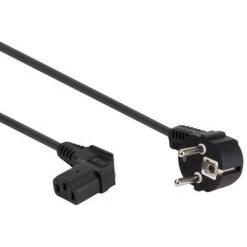 PEREL CABLE D'ALIMENTATION NOIR CEE 7/7 90o C13 90o L 2.5 M H05VV-F 3G1.0 Mm² EPC025B100 RI15156