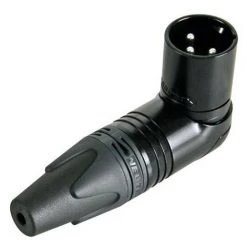 PEREL Connecteur Xlr, 3 Points Mâle, Coudé, Nickelé, Contacts Argentés - Noir - Neutrik