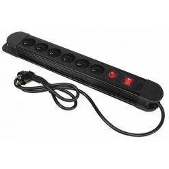 PEREL Bloc Multiprise - 6 Prises - Avec Protection Contre Les Surcharges - Terre Allemande