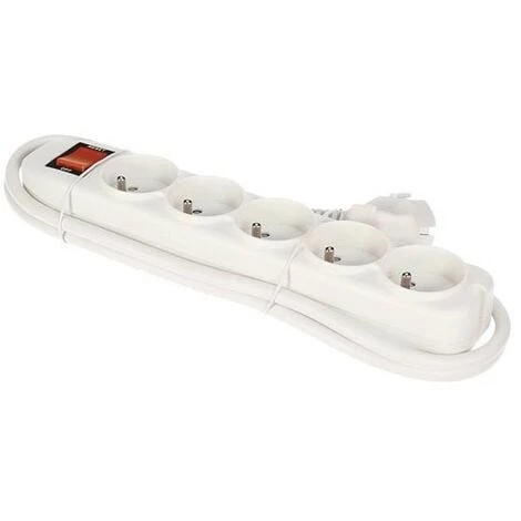 PEREL MULTIPRISE À 5 PRISES AVEC INTERRUPTEUR & PROTECTION CONTRE LES SURCHARGES - BLANC RI16758 1 PEREL MULTIPRISE À 5 PRISES AVEC INTERRUPTEUR & PROTECTION CONTRE LES SURCHARGES - BLANC RI16758