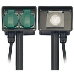 PEREL DOUBLE PRISE AVEC TEMPORISATEUR - USAGE À L'EXTÉRIEUR RI16767