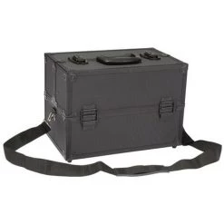 Caisse à Outils PEREL Avec Compartiments Amovibles - Serrure à Clé - 360 X 220 X 250 Mm - Noire