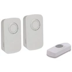 PEREL Sonnette Sans Fil À Piles - 2 Récepteurs Et 1 Bouton