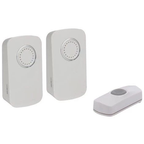 PEREL Sonnette Sans Fil À Piles - 2 Récepteurs Et 1 Bouton 1 PEREL Sonnette Sans Fil À Piles - 2 Récepteurs Et 1 Bouton