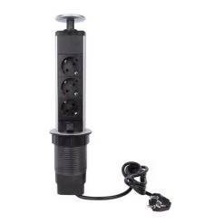 PEREL Bloc Escamotable À 3 Prises- Schuko