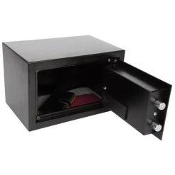 PEREL Coffre-Fort électronique 8.5L Combinaison à Chiffres 3 LEDS Clé De Secours - Noir