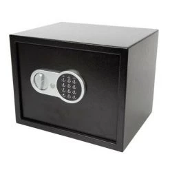 PEREL Coffre-Fort électronique 27L Combinaison à Chiffres 3 LEDS Clé De Secours - Noir