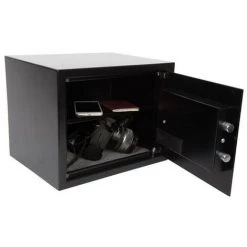 PEREL Coffre-Fort électronique 27L Combinaison à Chiffres 3 LEDS Clé De Secours - Noir -PEREL Soldes 47550115 4