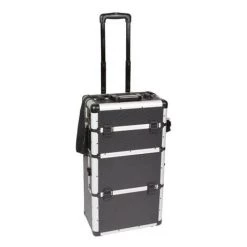 PEREL MALLETTE TROLLEY EN ALUMINIUM - 370 X 270 X 670 Mm - NOIR
