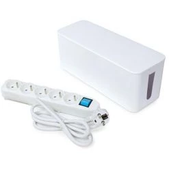 PEREL BLOC MULTIPRISE AVEC BOÎTE DE RANGEMENT - 5 PRISES - TERRE FRANÇAISE