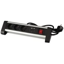 PEREL MULTIPRISE DE TABLE - 3 PRISES - 2 PORTS USB - 2.4 A - TERRE FRANÇAISE RI16717