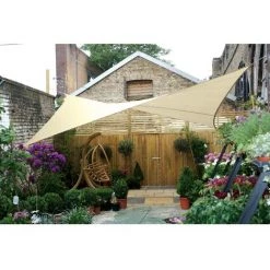 PEREL VOILE SOLAIRE PERMÉABLE - CARRÉ - 5 x 5 m - COULEUR : CHAMPAGNE -PEREL Soldes 53563843 3