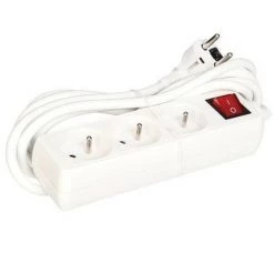 PEREL BLOC MULTIPRISE - 3 PRISES - AVEC INTERRUPTEUR - CÂBLE DE 3 M - TERRE FRANÇAISE RI16743