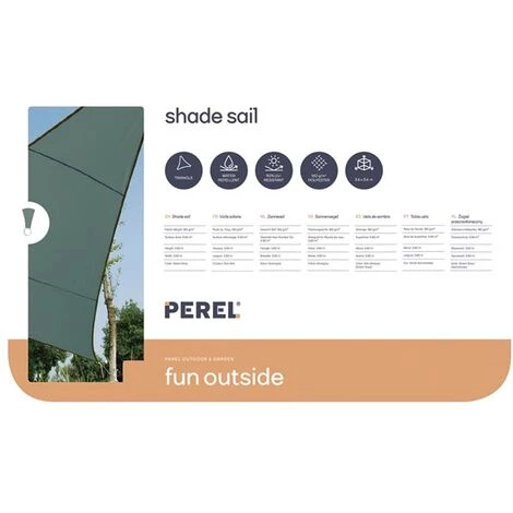 PEREL VOILE SOLAIRE - TRIANGLE - 3.6 X 3.6 X 3.6 M - COULEUR : GRIS VERT 4 PEREL VOILE SOLAIRE - TRIANGLE - 3.6 X 3.6 X 3.6 M - COULEUR : GRIS VERT – Image 4