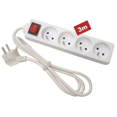 PEREL BLOC MULTIPRISE - 4 PRISES - AVEC INTERRUPTEUR - CÂBLE DE 3 M - TERRE FRANÇAISE RI16730 1 PEREL BLOC MULTIPRISE - 4 PRISES - AVEC INTERRUPTEUR - CÂBLE DE 3 M - TERRE FRANÇAISE RI16730