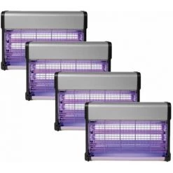 PACK PEREL 4X Destructeurs D'insectes Electrique 20W Anti-Moustiques 80m2 Silencieux - Gris