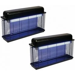 PACK 2X PEREL Destructeurs D'insectes électriques 30W Intérieur/Extérieur IP44 Usage Intensif Anti-moustiques Mouches 100m2 - Noir