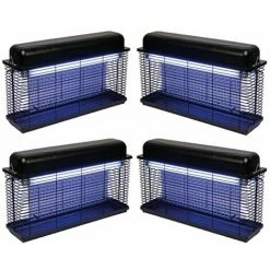 PACK 4X PEREL Destructeurs D'insectes électriques 30W Intérieur/Extérieur IP44 Usage Intensif Anti-moustiques Mouches 100m2 - Noir
