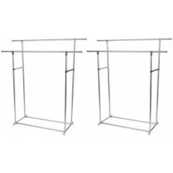 Lot De 2 Portemanteaux En Métal Perel Avec 2 Tiges MP62 - Capacité 75kg - 145x50x155cm