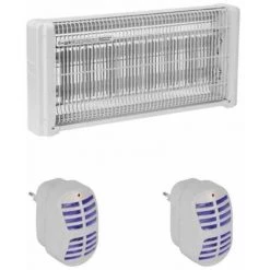 PACK PEREL 2X Prise Destructeur D'insectes Electrique 1W 20m2 + ELECTRIS Destructeur D'insectes Electrique 30W 230V 30m2 - Blanc
